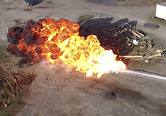 Aerial shot fuel explosion